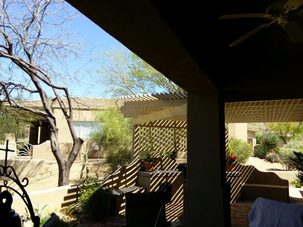 Alumawood lattice patio cover installed by Royal Covers of Arizona in Scottsdale, AZ.