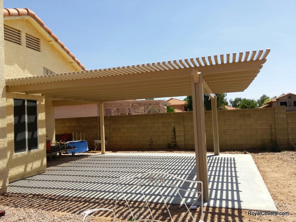 Alumawood open lattice patio cover installed by Royal Covers of Arizona in Mesa, Arizona.