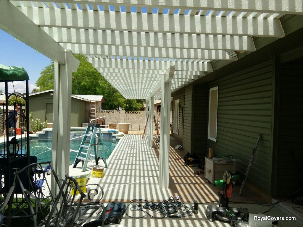 Alumawood Lattice Patio Cover installed by Royal Covers of Arizona in Mesa, AZ.