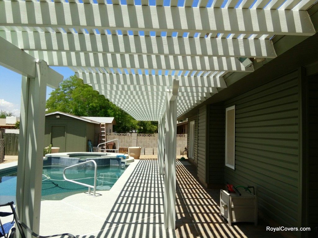 Alumawood Lattice Patio Cover installed by Royal Covers of Arizona in Mesa, AZ.