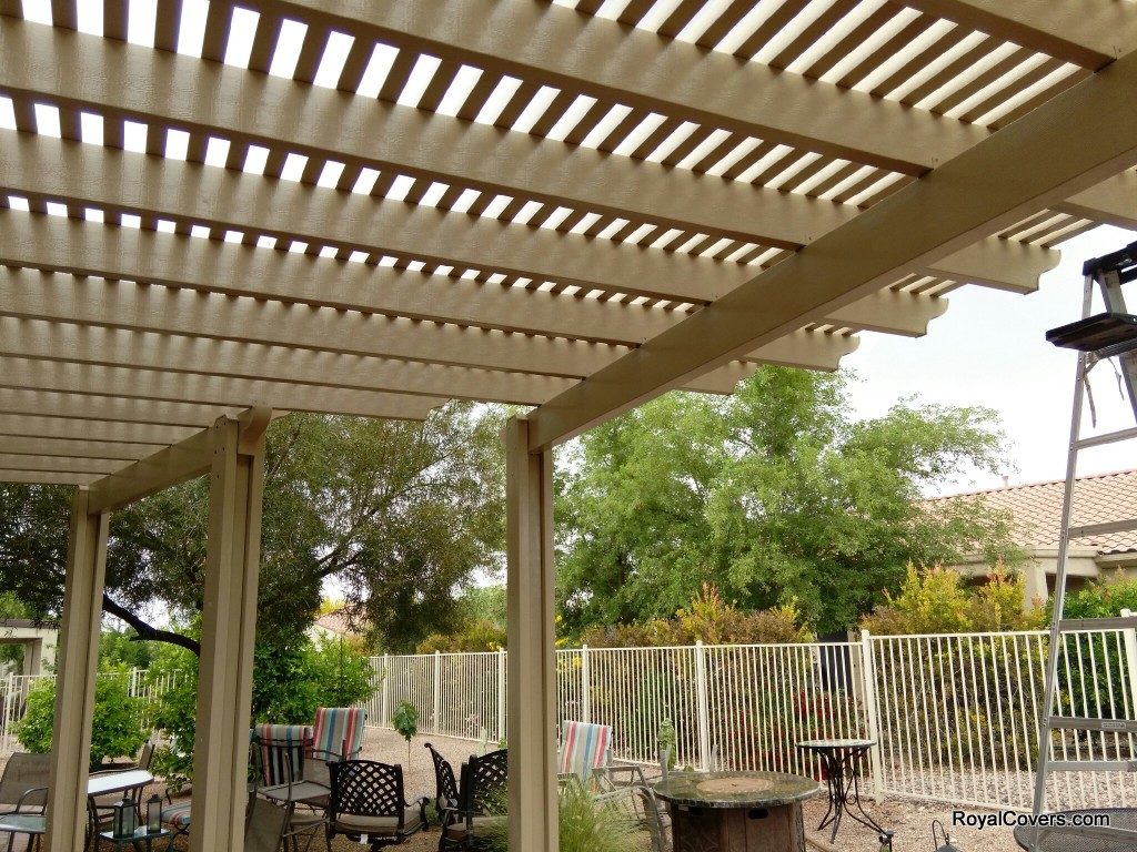Alumawood Lattice Patio Cover installed by Royal Covers of Arizona in Florence, AZ.