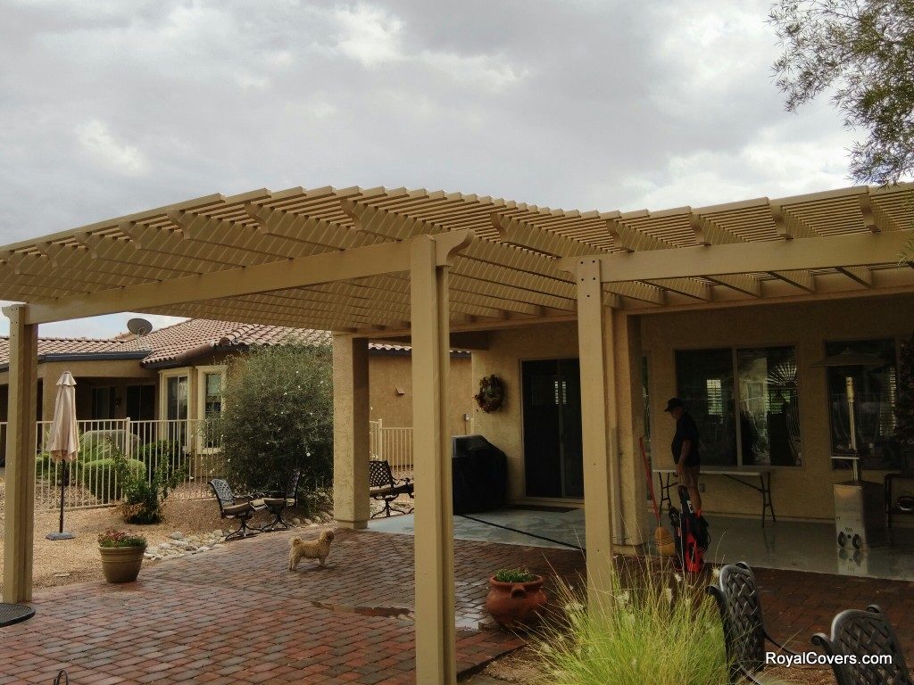 Alumawood Lattice Patio Cover installed by Royal Covers of Arizona in Florence, AZ.