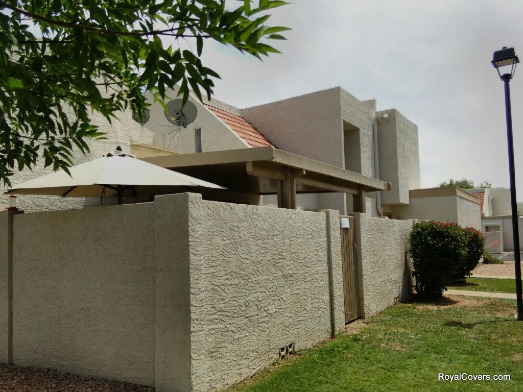 Alumawood solid patio cover installed by Royal Covers of Arizona in Mesa, AZ 85202.