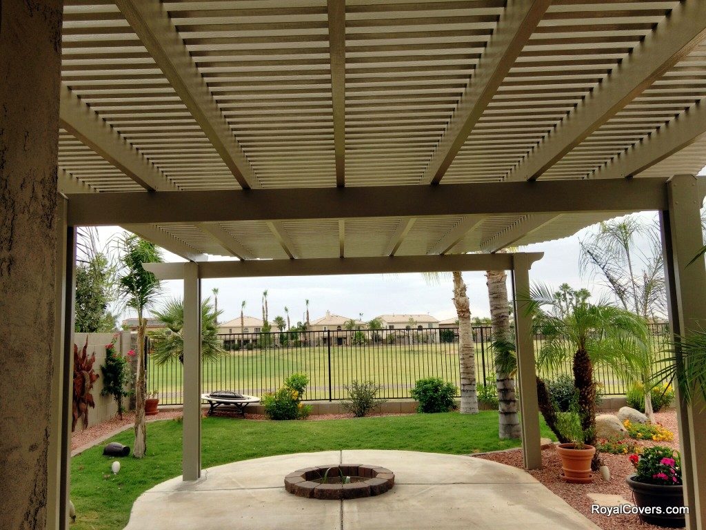 Aluminum patio covers installed by Royal Covers of Arizona in Gilbert.