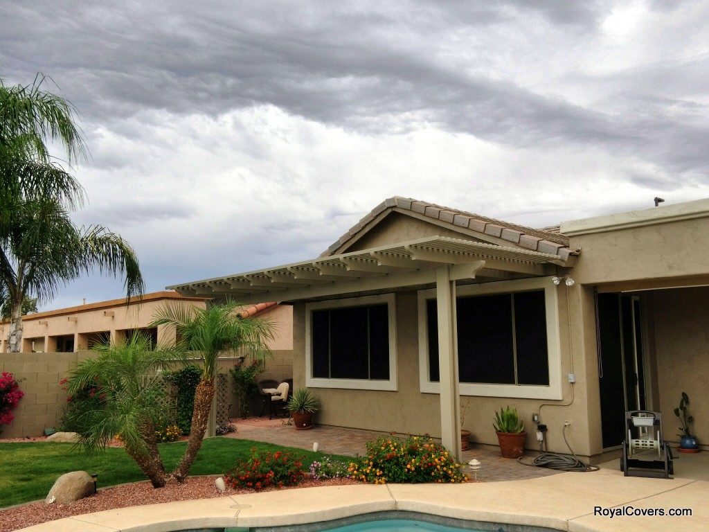 Aluminum patio covers installed by Royal Covers of Arizona in Gilbert.