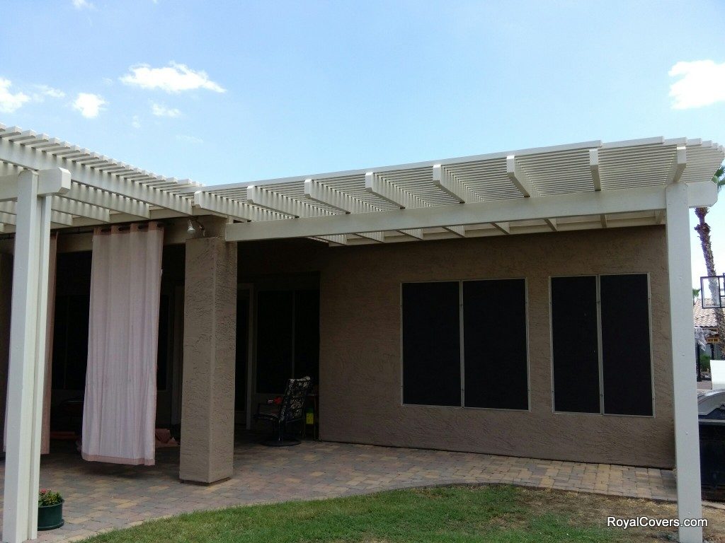Alumawood Open Lattice Patio Covers Installed by Royal Covers of Arizona in Chandler, AZ.