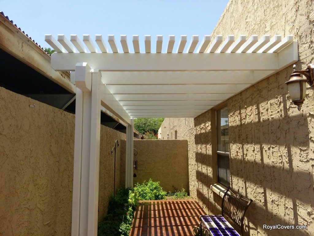 Aluminum Pergola Installed In Phoenix Az 85013 Aluminum Pergola Project Pictures Lattice Patio Covers Installed By Royal Of Arizona In Phoenix Az 85013