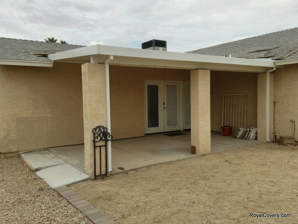 Alumawood patio cover installed by Royal Covers of Arizona to replace patio roof in Glendale, AZ.