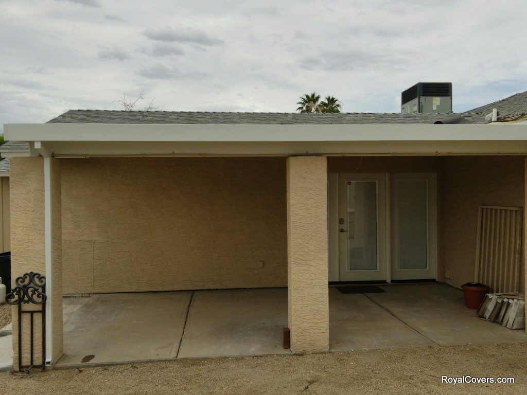 Alumawood patio cover installed by Royal Covers of Arizona to replace patio roof in Glendale, AZ.
