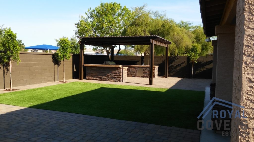 Pergola over outdoor built in grill station - Royal Covers of Arizona