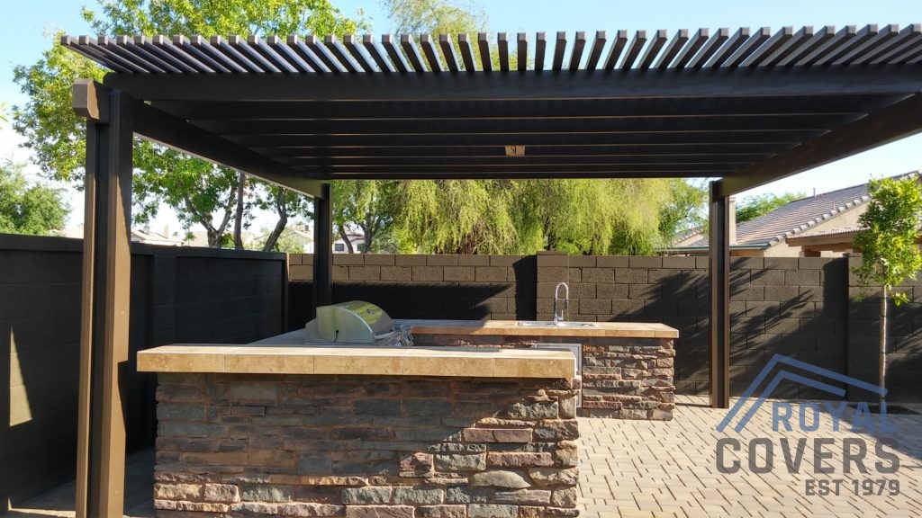 Pergola over outdoor built in grill station - Royal Covers of Arizona