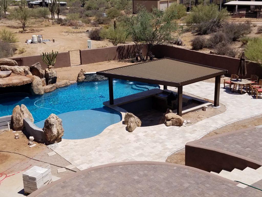 Alumawood Pergola over sunken outdoor kitchen